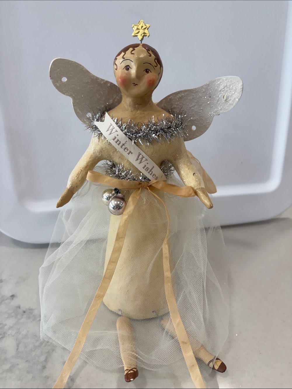 Winter Wishes Gold Angel Holiday collectible by Bethany Lowe-